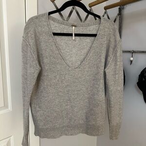 Light weight gray sweater. V neck. Free People. Smoke free home.